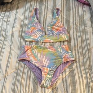 Colorful Leaf Print Bikini Set by Billabong